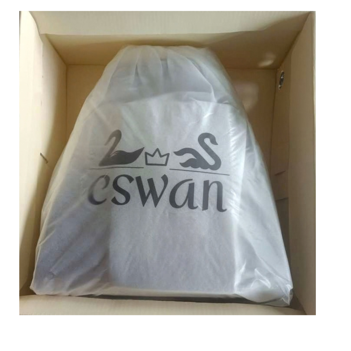CSWAN Dust Bag protecting a handbag inside the branded cream presentation box