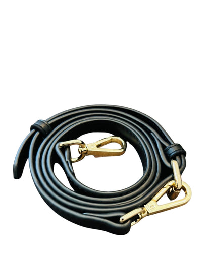 Detachable Black CSWAN medium tote shoulder strap featuring adjustable leather design and gold-tone hardware
