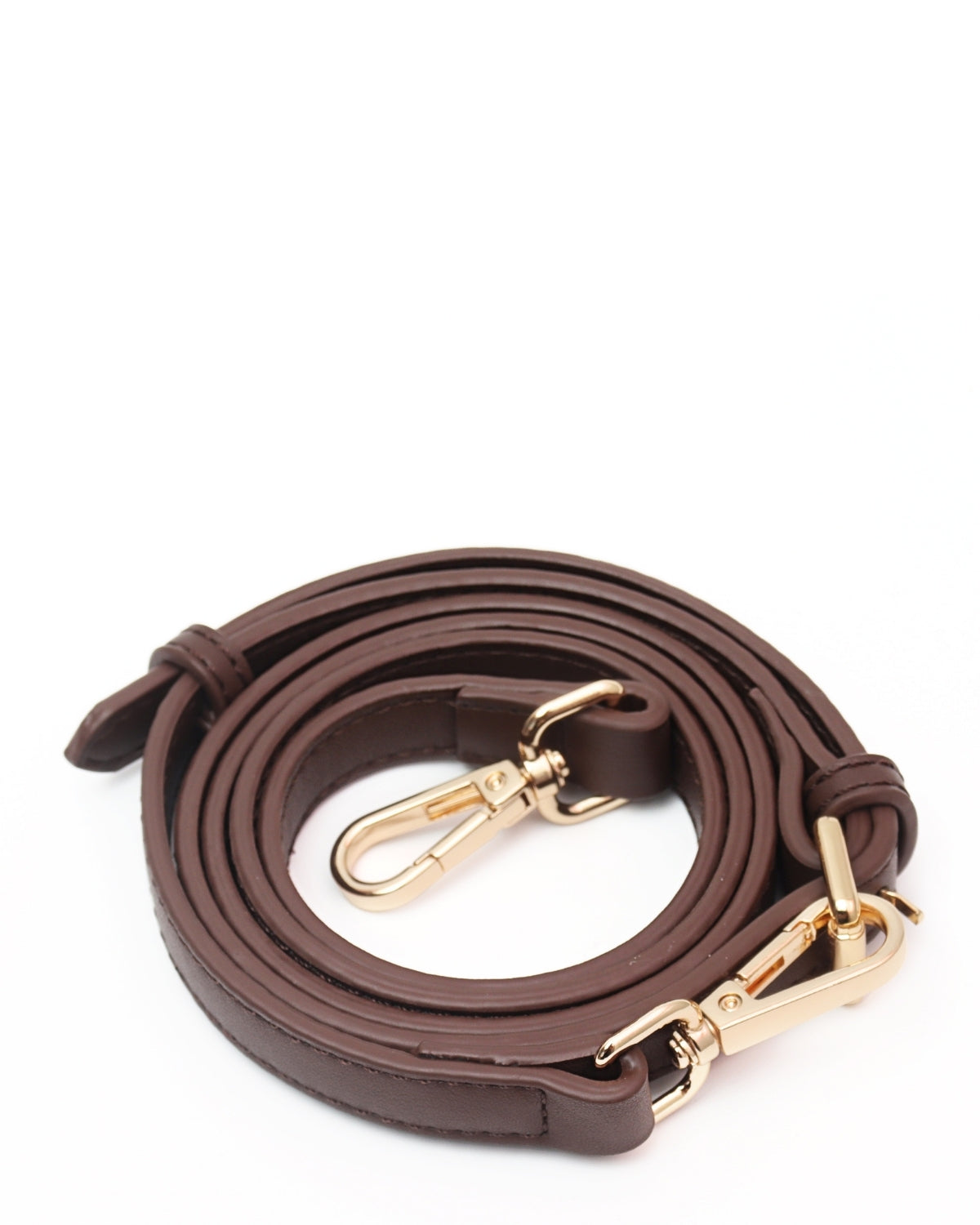 Detachable Espresso Brown CSWAN medium tote shoulder strap featuring adjustable leather design and gold-tone hardware