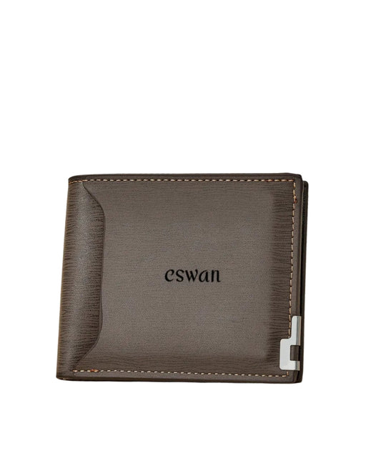 Espresso Brown CSWAN card holder wallet featuring textured leather and contrast stitching