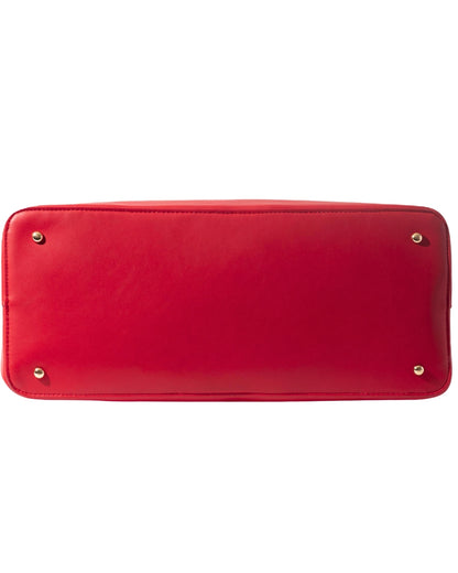 Bottom view of Scarlet Trumpeter CSWAN handbag showing structured base and protective gold-tone feet