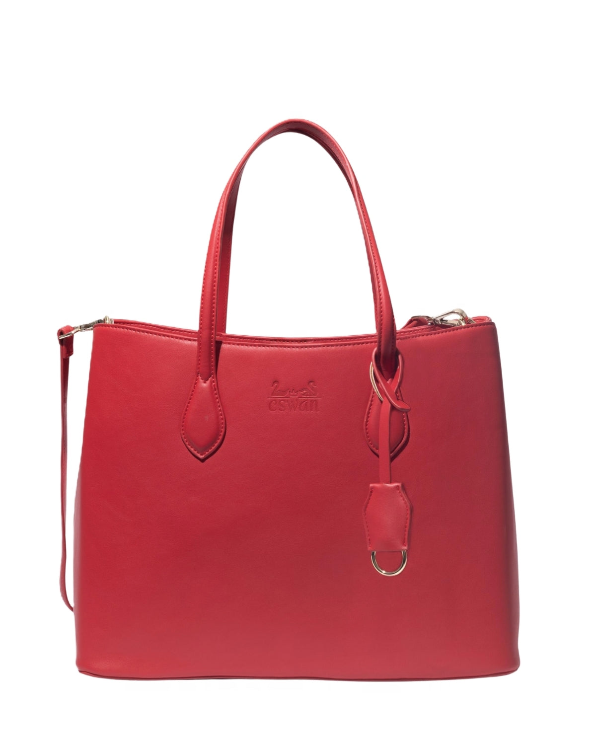 Scarlet Trumpeter CSWAN handbag with structured silhouette, top handle, and gold-tone hardware front view